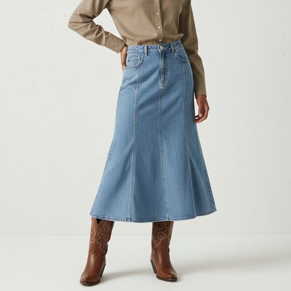 Salsa Jeans Dresses & Skirts - NWT Salsa Jeans Denim Midi Skirt 28 6 Mermaid Western Cowgirl No Slit Light Wash